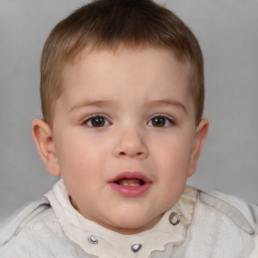 Neutral white child male with short  brown hair and brown eyes