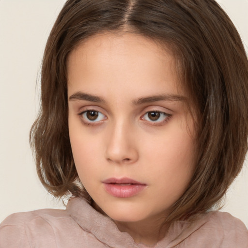 Neutral white child female with medium  brown hair and brown eyes