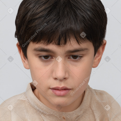 Neutral white child male with short  brown hair and brown eyes