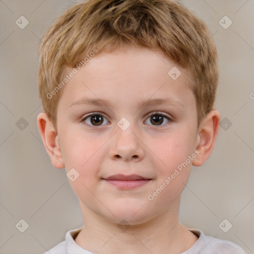 Neutral white child male with short  brown hair and brown eyes