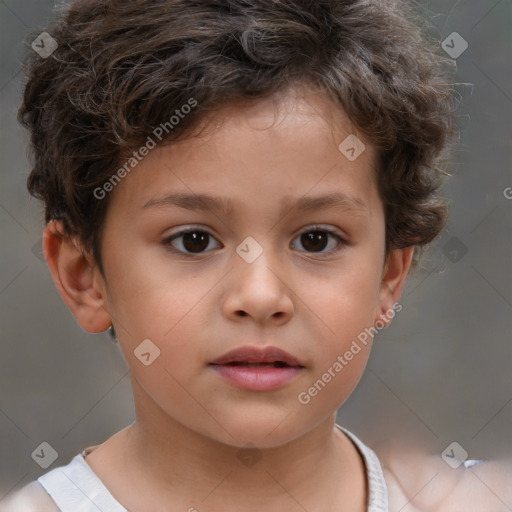 Neutral white child female with short  brown hair and brown eyes