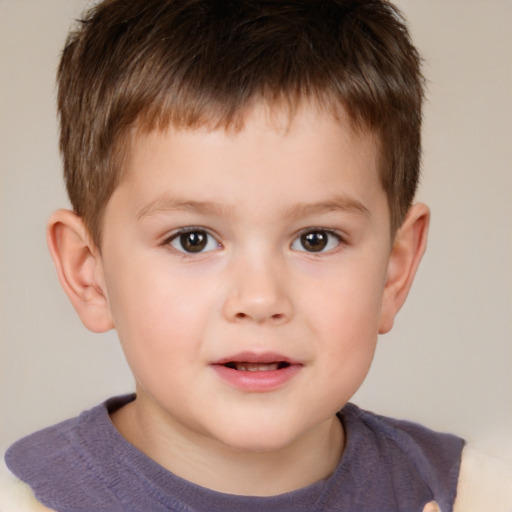 Neutral white child male with short  brown hair and brown eyes