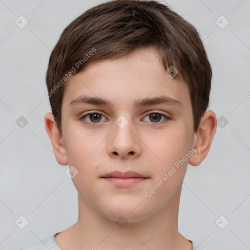 Neutral white child male with short  brown hair and brown eyes