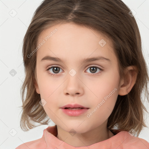 Neutral white child female with medium  brown hair and brown eyes