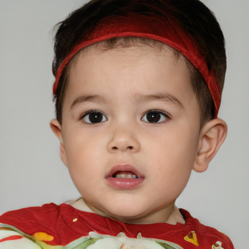 Neutral white child female with short  brown hair and brown eyes