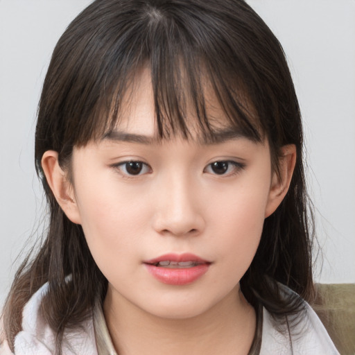 Neutral white child female with medium  brown hair and brown eyes