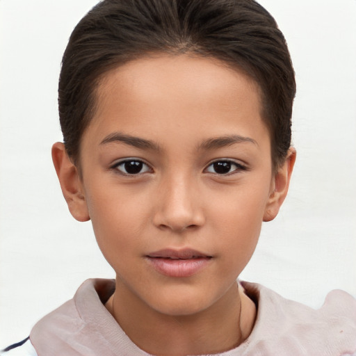 Neutral white child female with short  brown hair and brown eyes