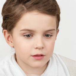 Neutral white child female with short  brown hair and brown eyes