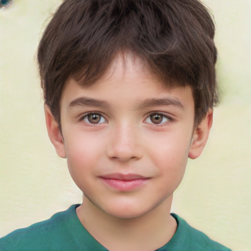 Neutral white child male with short  brown hair and brown eyes