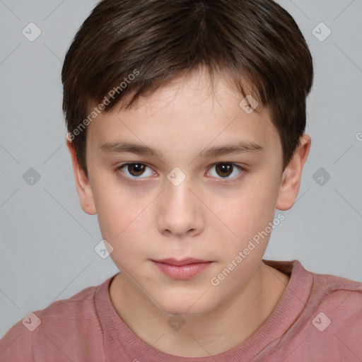 Neutral white child female with short  brown hair and brown eyes