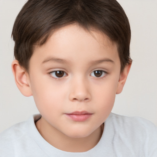 Neutral white child female with short  brown hair and brown eyes