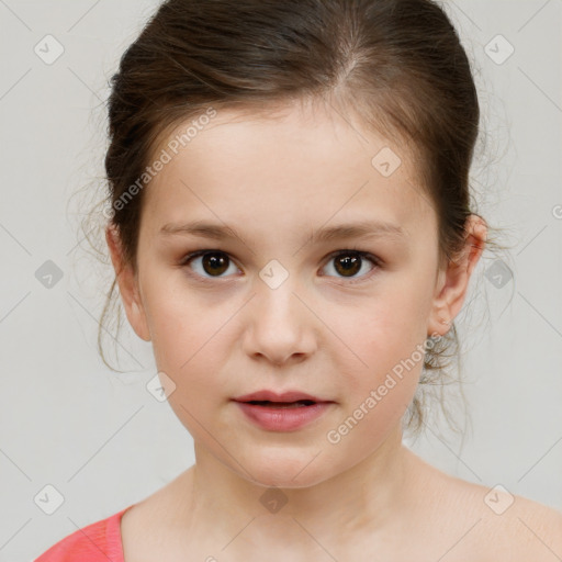 Neutral white child female with medium  brown hair and brown eyes