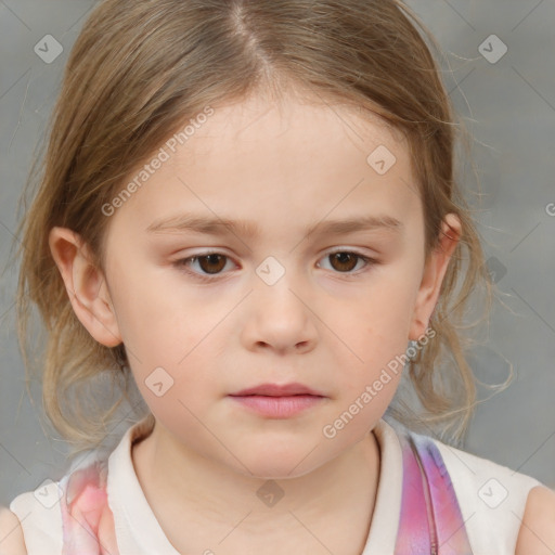 Neutral white child female with medium  brown hair and brown eyes