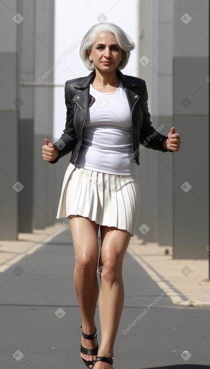 Jordanian middle-aged female with  white hair