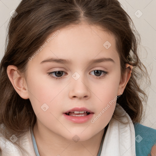 Neutral white child female with medium  brown hair and brown eyes