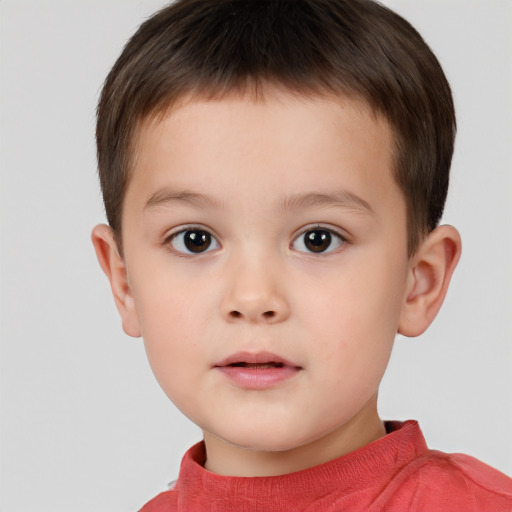 Neutral white child male with short  brown hair and brown eyes