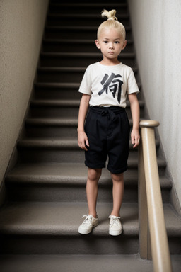 Japanese child boy with  blonde hair