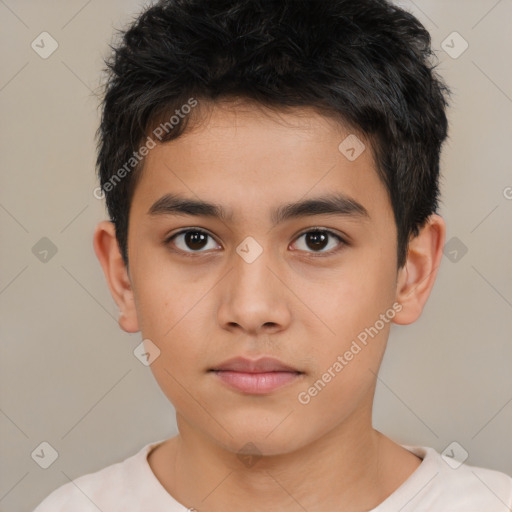 Neutral white child male with short  brown hair and brown eyes