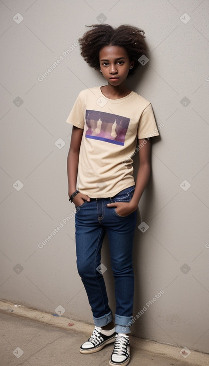 Senegalese teenager non-binary with  brown hair