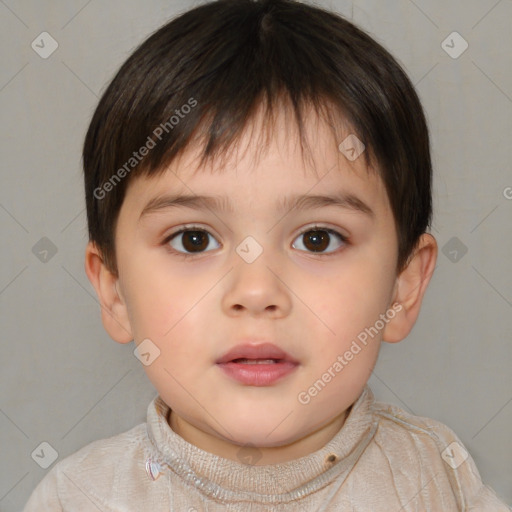 Neutral white child male with short  brown hair and brown eyes