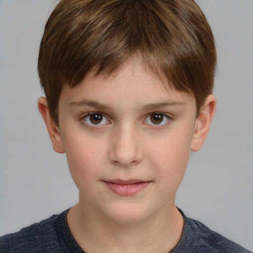 Neutral white child male with short  brown hair and brown eyes