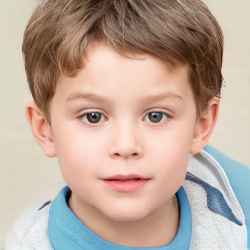 Neutral white child male with short  brown hair and grey eyes