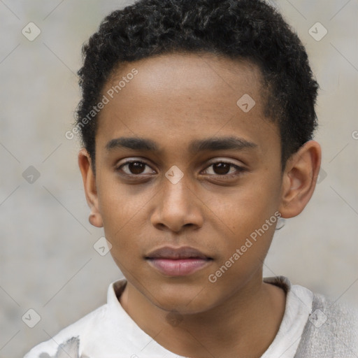 Neutral black young-adult male with short  brown hair and brown eyes