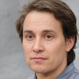 Neutral white adult male with short  brown hair and brown eyes