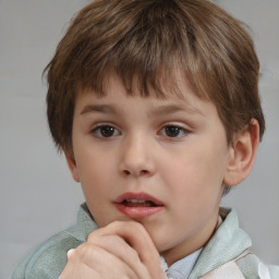 Neutral white child male with short  brown hair and brown eyes