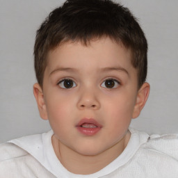 Neutral white child male with short  brown hair and brown eyes