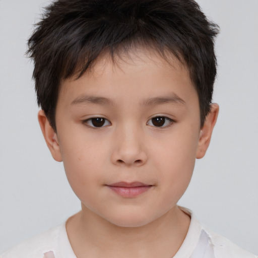 Neutral white child male with short  brown hair and brown eyes