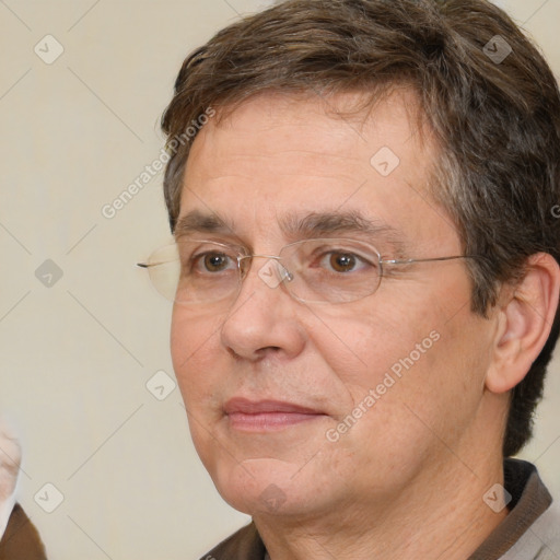 Neutral white adult male with short  brown hair and brown eyes