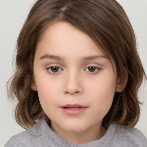 Neutral white child female with medium  brown hair and brown eyes