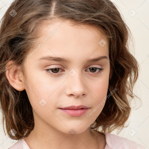 Neutral white child female with medium  brown hair and brown eyes