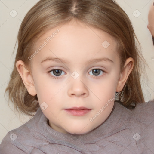 Neutral white child female with medium  brown hair and brown eyes