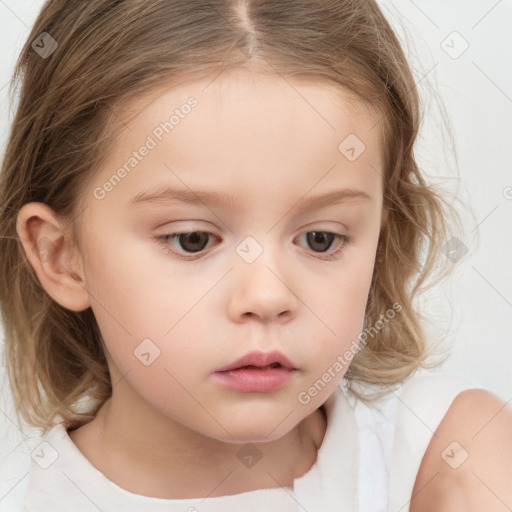 Neutral white child female with medium  brown hair and brown eyes