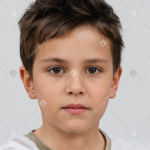 Neutral white child male with short  brown hair and brown eyes