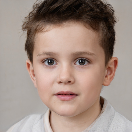 Neutral white child male with short  brown hair and brown eyes