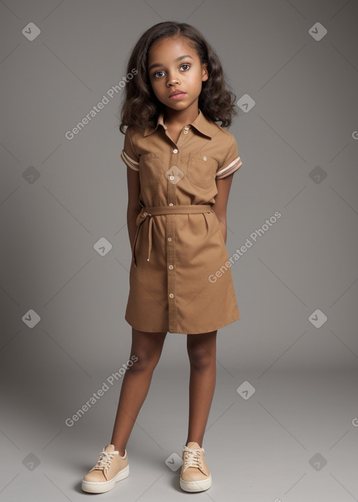 African american child female with  brown hair