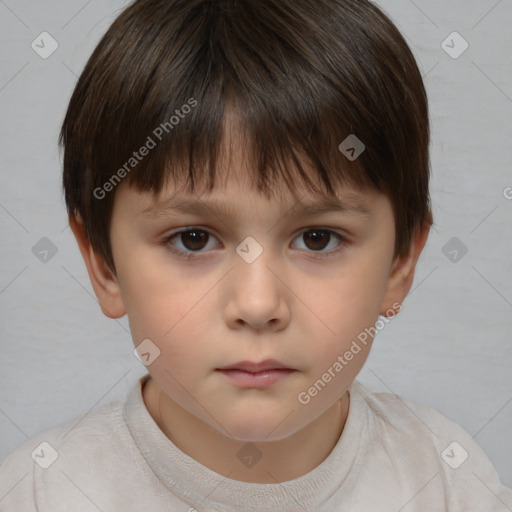 Neutral white child male with short  brown hair and brown eyes