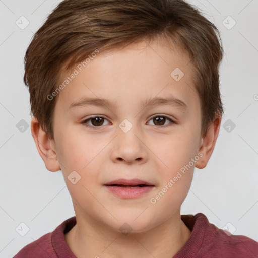 Neutral white child female with short  brown hair and brown eyes