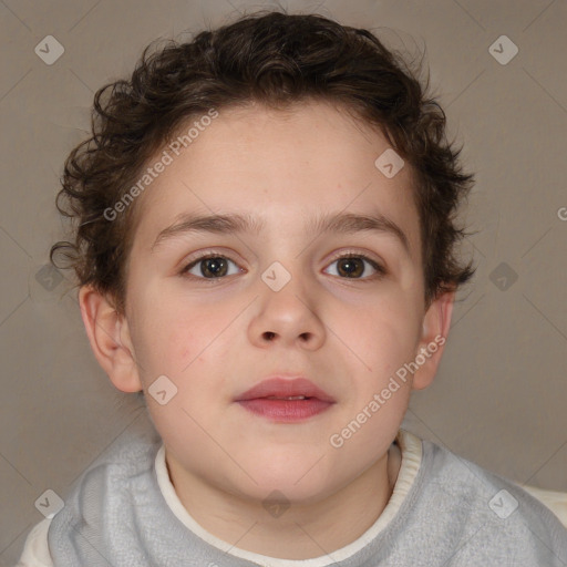 Neutral white child female with short  brown hair and brown eyes