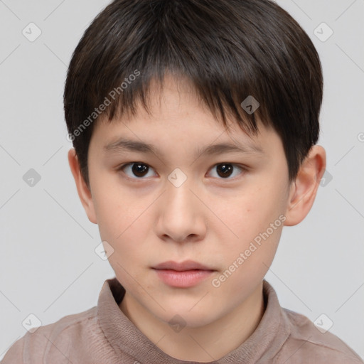 Neutral white child male with short  brown hair and brown eyes