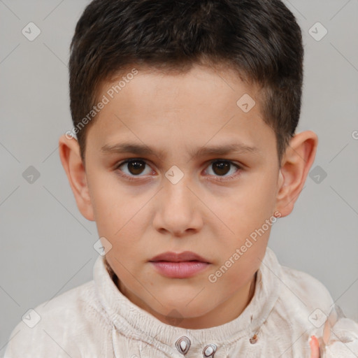 Neutral white child male with short  brown hair and brown eyes