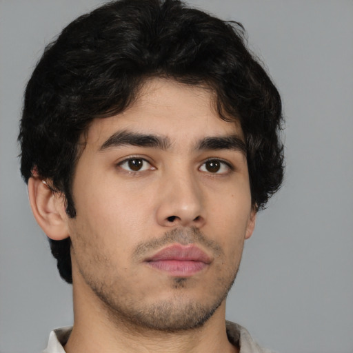 Neutral asian young-adult male with short  brown hair and brown eyes