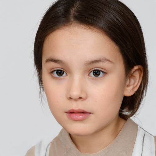 Neutral white child female with medium  brown hair and brown eyes