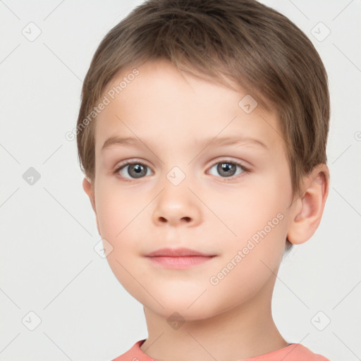 Neutral white child male with short  brown hair and brown eyes