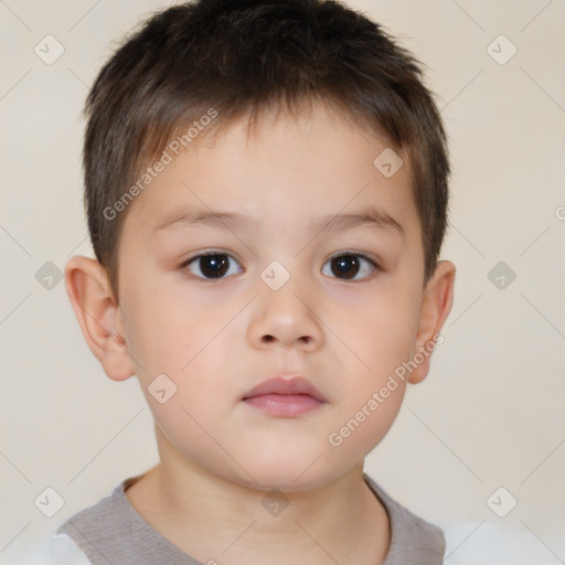 Neutral white child male with short  brown hair and brown eyes