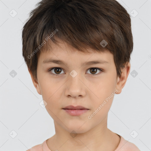 Neutral white child male with short  brown hair and brown eyes