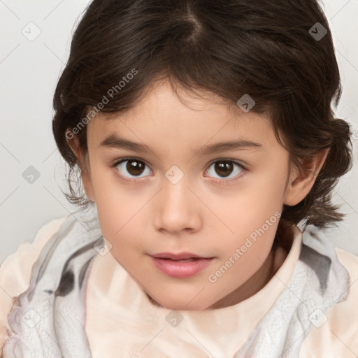 Neutral white child female with medium  brown hair and brown eyes